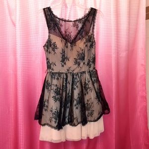 Windsor Beige and Black Lace Mini Dress Size 9/10